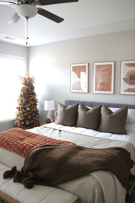 In love with how our bedroom turned out for Christmas! 🍊🧡🌲We decided to use the colors that already exist in the space. 

#LTKhome #LTKHoliday #LTKstyletip