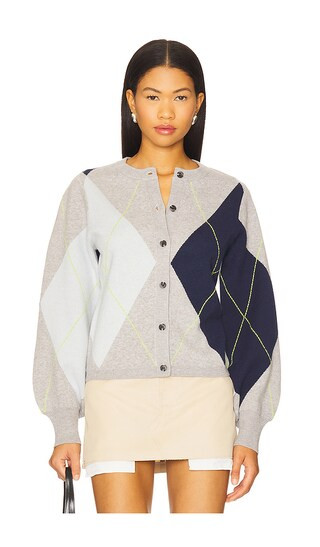 Noelle Argyle Cardigan in Grey Mist Heather Multi | Revolve Clothing (Global)