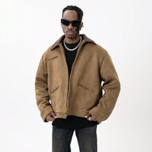 Mens Vintage Street Style Cool Suede Cargo Jacket | SHEIN