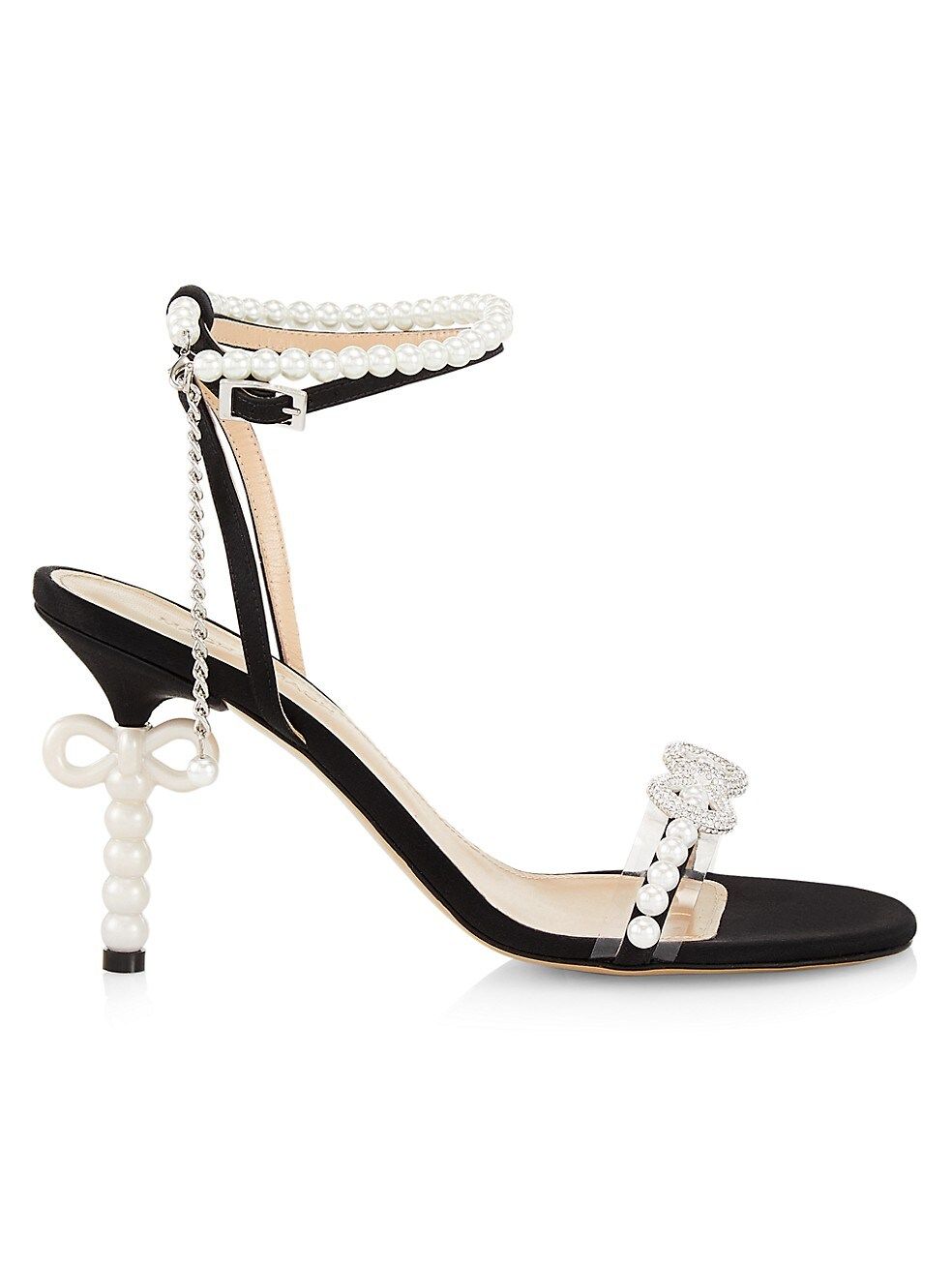 MACH & MACH Faux Pearl-Embellished Satin Sandals | Saks Fifth Avenue