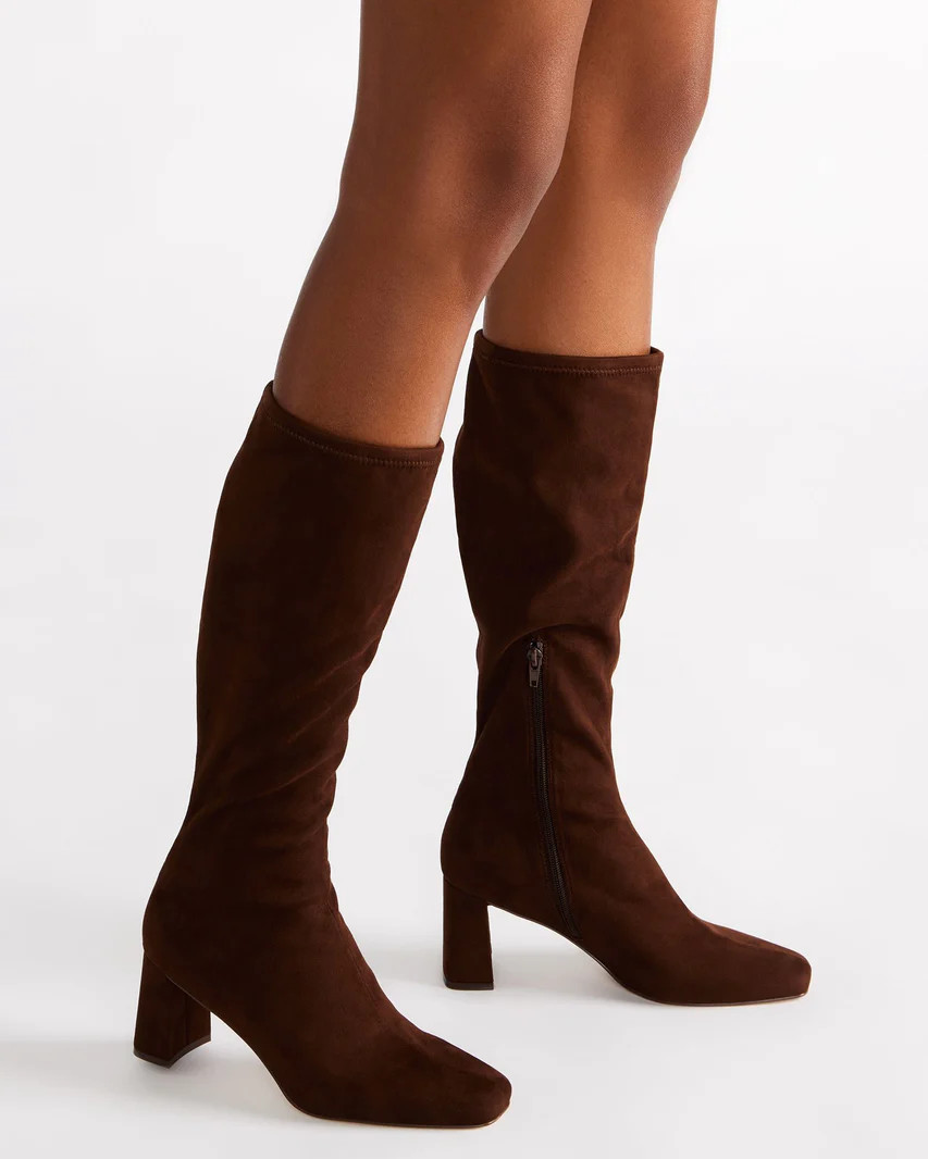 HOLLY Brown Knee-High Square Toe Boot | Women's Boots | Steve Madden (US)