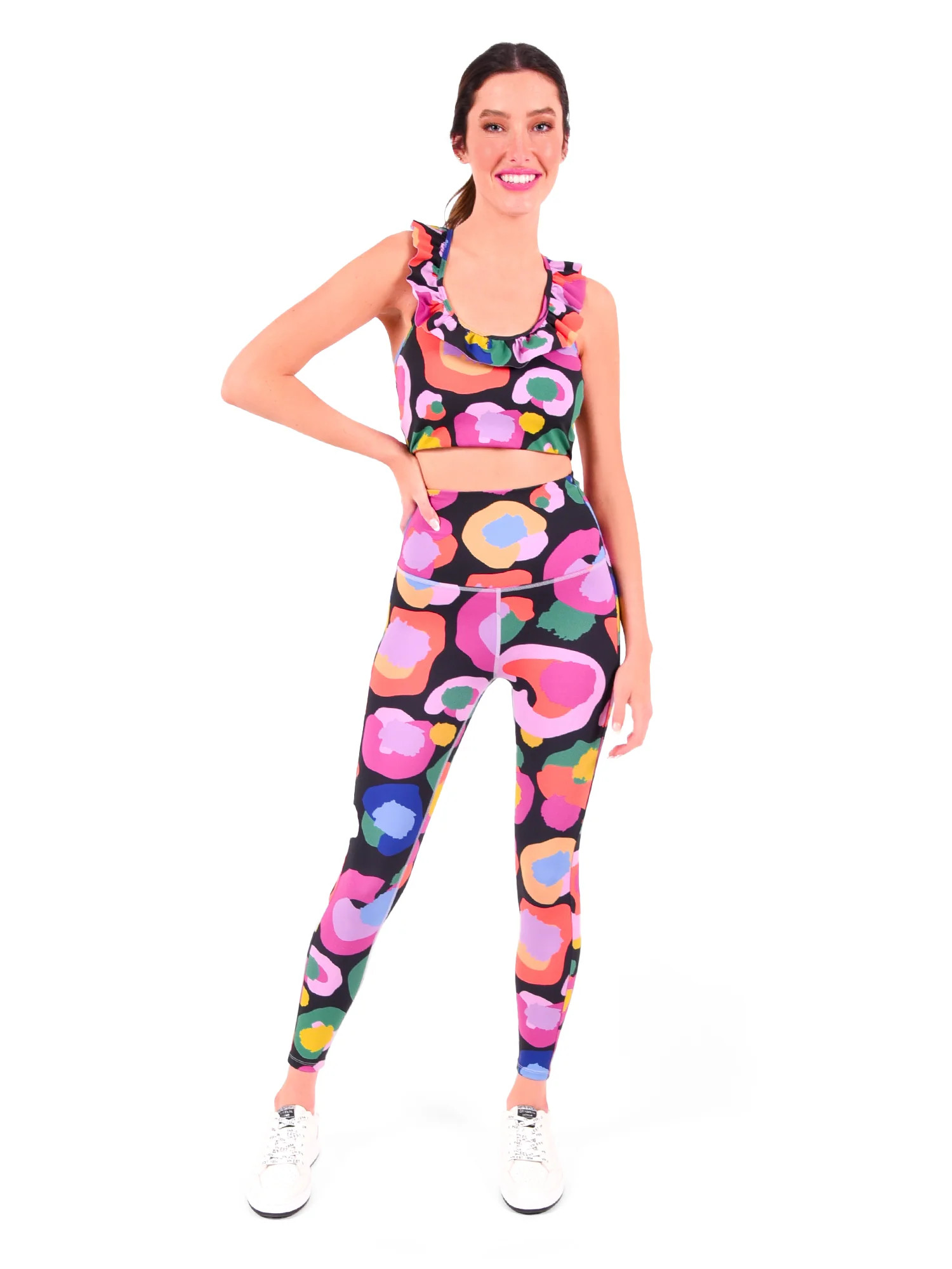 Ruffle Sports Bra - Pop Cheetah | Emily McCarthy