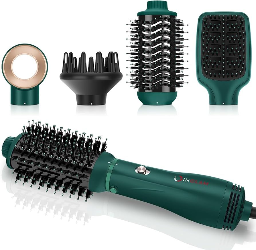 IG INGLAM Hair Dryer Brush, 4-in-1 Detachable Blow Dryer Brush, Ionic Diffuser Hair Dryer & Style... | Amazon (US)