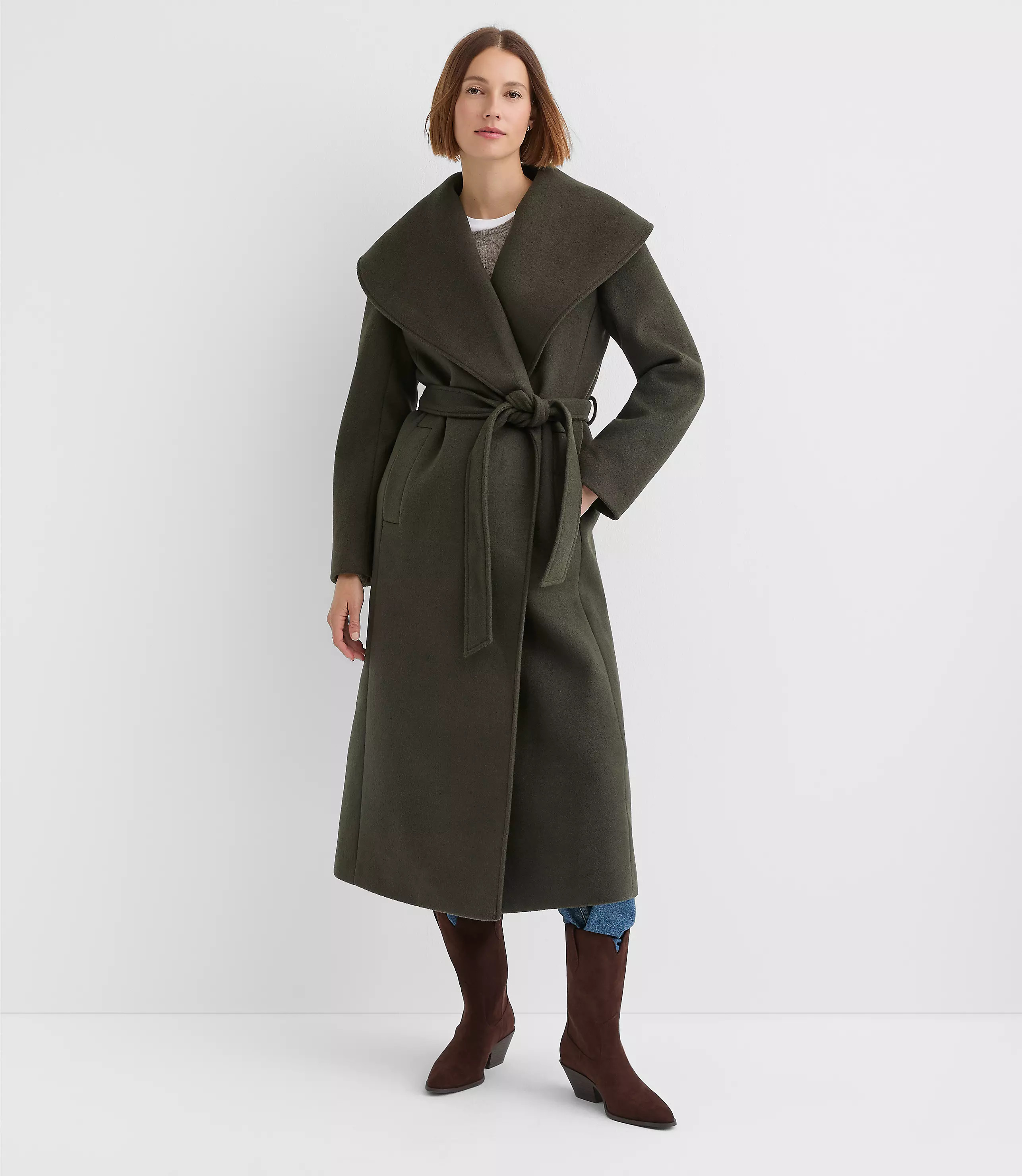 Doubleface Shawl Collar Belted Coat | LOFT