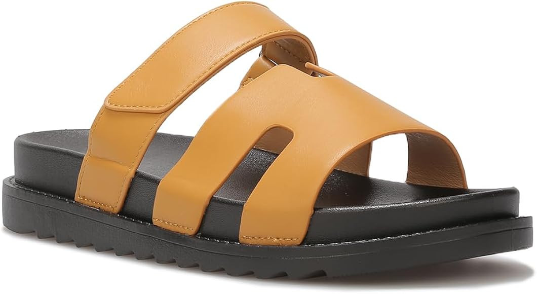 La Modeuse - Mules de piel sintética con bridas caladas con plataforma dentada | Amazon (ES)