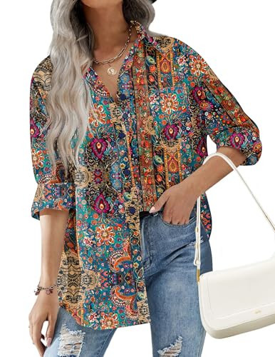 HOTOUCH Oversized Womens Button Down Shirts Office Boyfriend Long Sleeve Blouse Drop Shoulder Tops with Pocket S | Amazon (US)