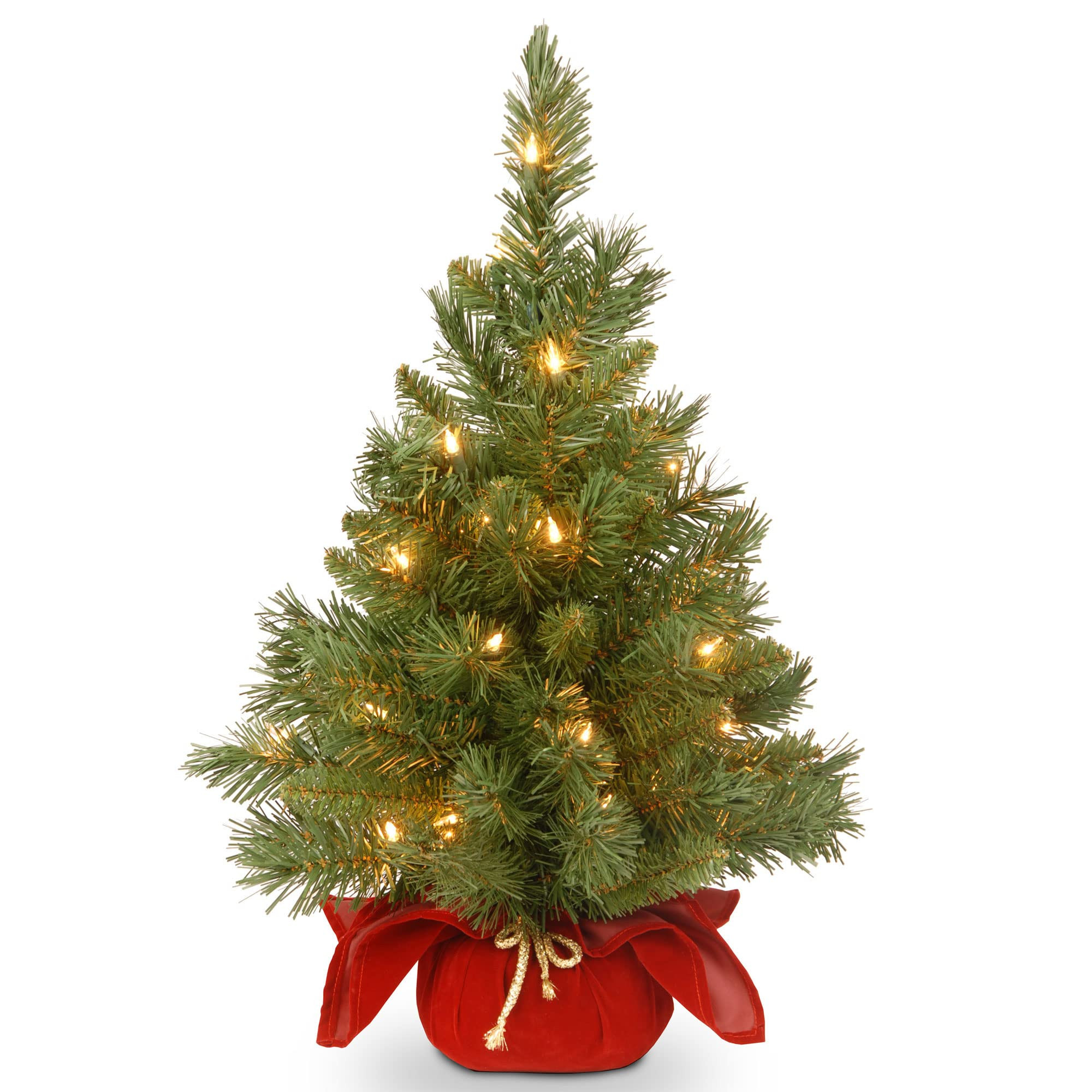 National Tree Company Pre-lit Artificial Mini Christmas Tree | Includes Small Lights and Cloth Ba... | Amazon (US)