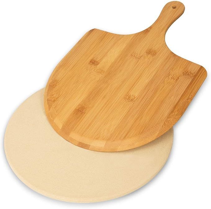 GEEBOBO Pizza Stone for Oven and Grill, Free Wooden Pizza Peel Paddle,Durable and Safe Pizza Ston... | Amazon (US)