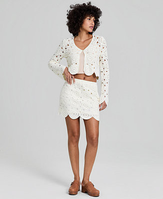 Women's Crochet Scallop-Trim Mini Skirt, Macy's Exclusive | Macy's