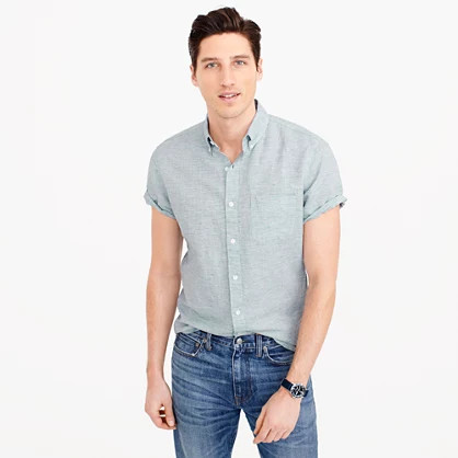 Short-sleeve shirt in end-on-end cotton-linen | J.Crew US