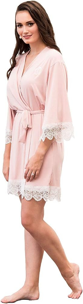 WEDDINGSTAR Women's Customizable Embroidery Soft Bridesmaid Kimono Robe | Amazon (US)