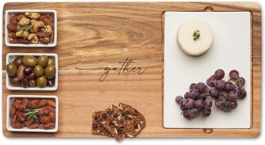 Amazon.com: Acacia Wood Cheese & Charcuterie Board - Féte Set Tray - Functional Serving Board in... | Amazon (US)