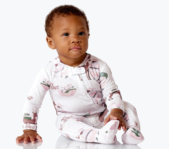 Blush Heritage Santa Organic Nursery Pajama | Pottery Barn Kids