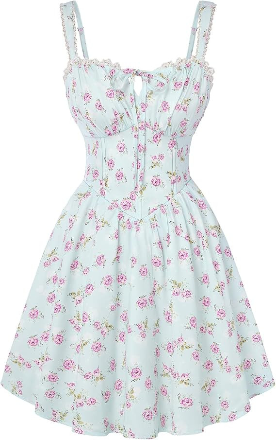 Scarlet Darkness Floral Corset Dress Sundresses for Women 2026 Summer Mini Graduation Dress | Amazon (US)