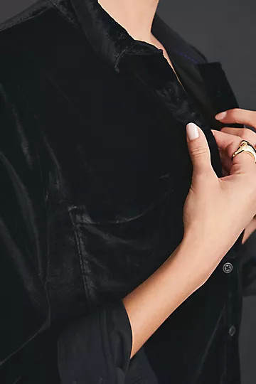 Pilcro Relaxed Velvet Buttondown | Anthropologie (US)