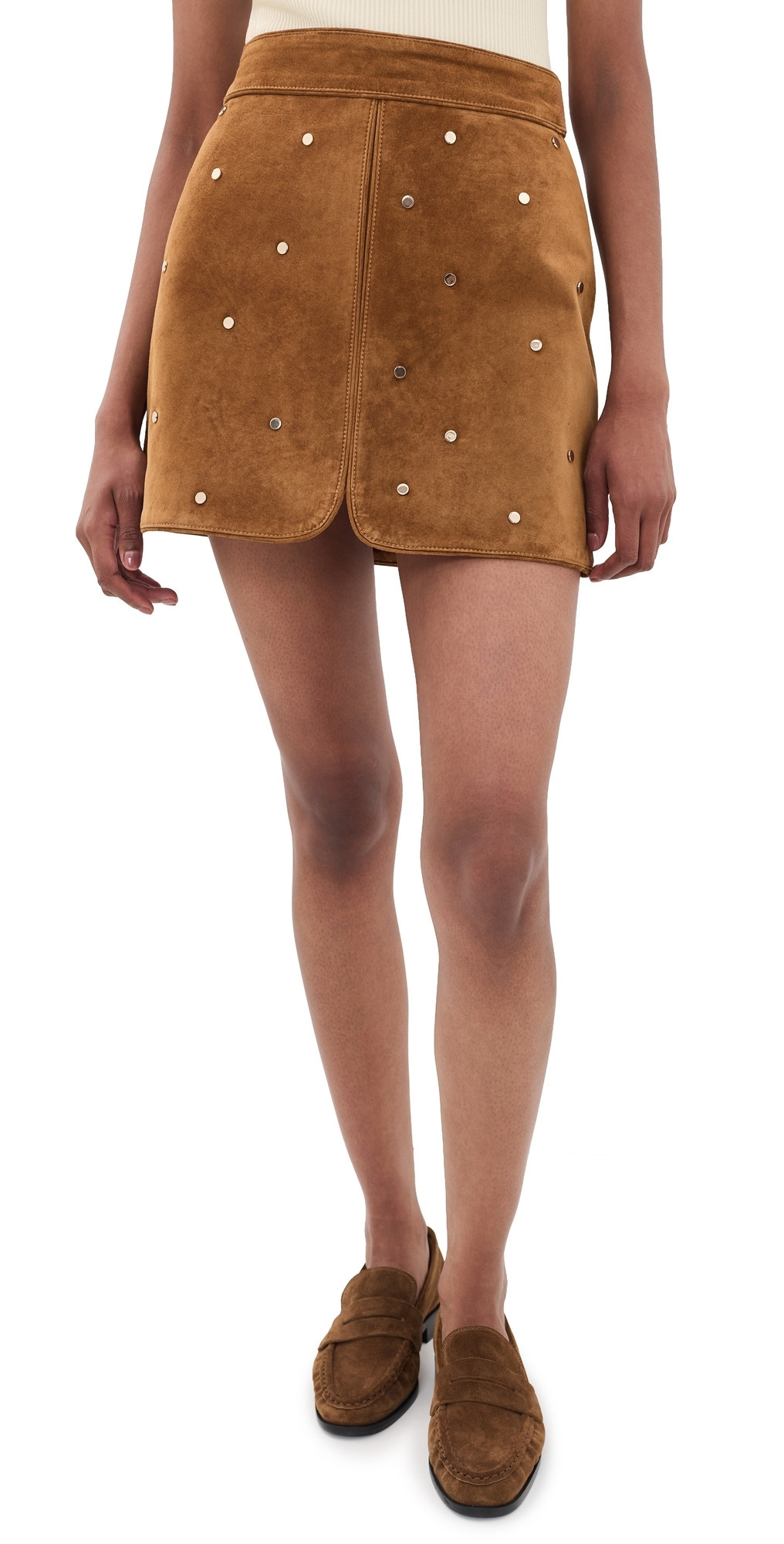 Hunter Bell Dottie Suede Skirt Saddle 12 | Shopbop
