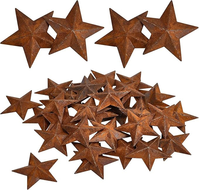 GORGECRAFT 30PCS 1 Inch Metal Rusty Barn Star Antique Primitives Rustic Country Tin Steel Stars C... | Amazon (US)