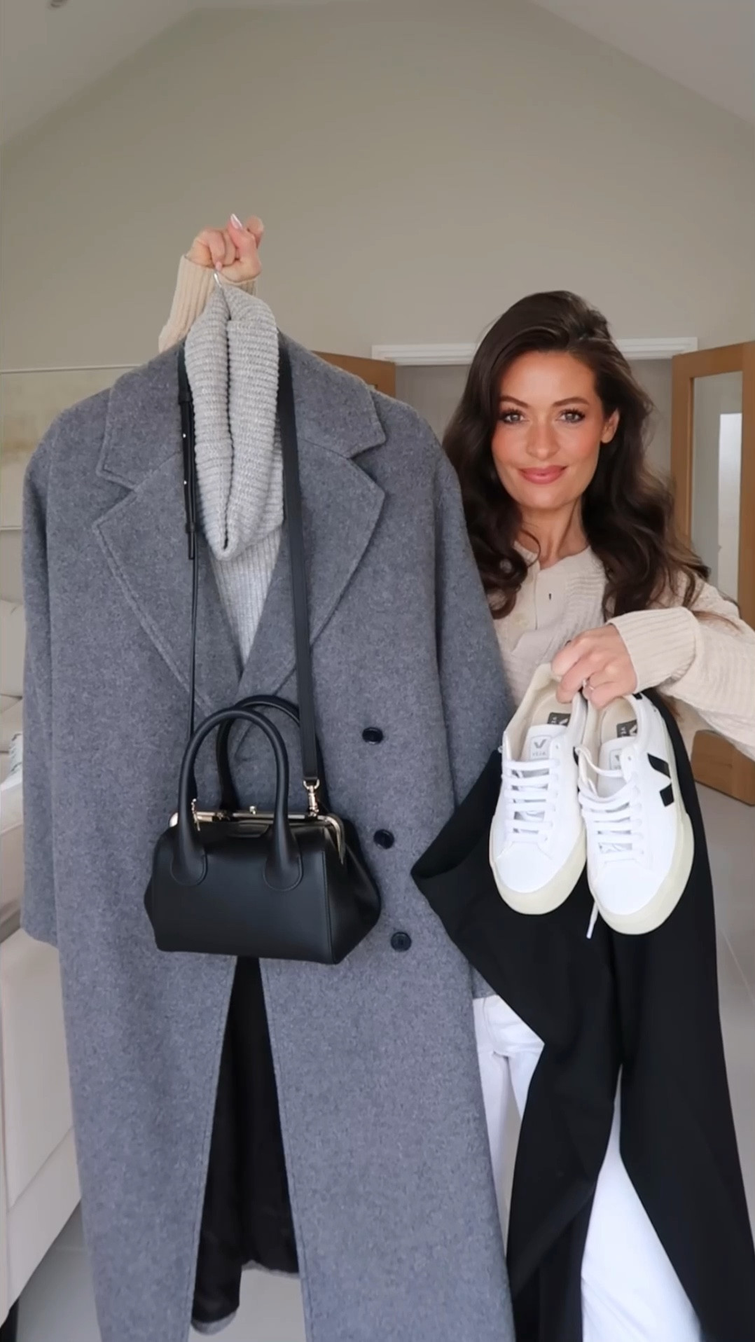 Roll neck is unfortunately old so I have linked a similar alternative 
I’m wearing size xs in the coat & uk8 in the trousers
You can use code modelmouth20 for 20% off the trousers 