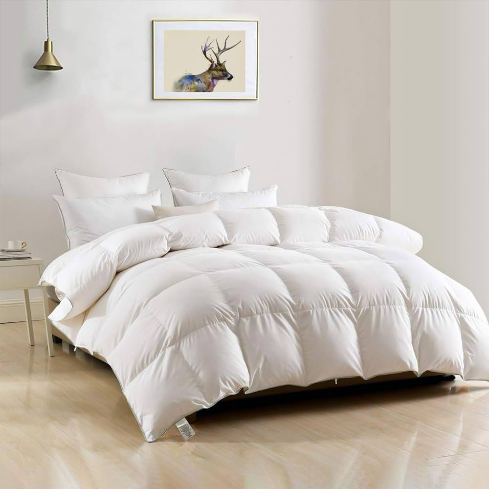 DWR Luxury Oversized King Feathers Down Comforter, Soft Cotton Blend Cover, High Fill Power Mediu... | Amazon (US)