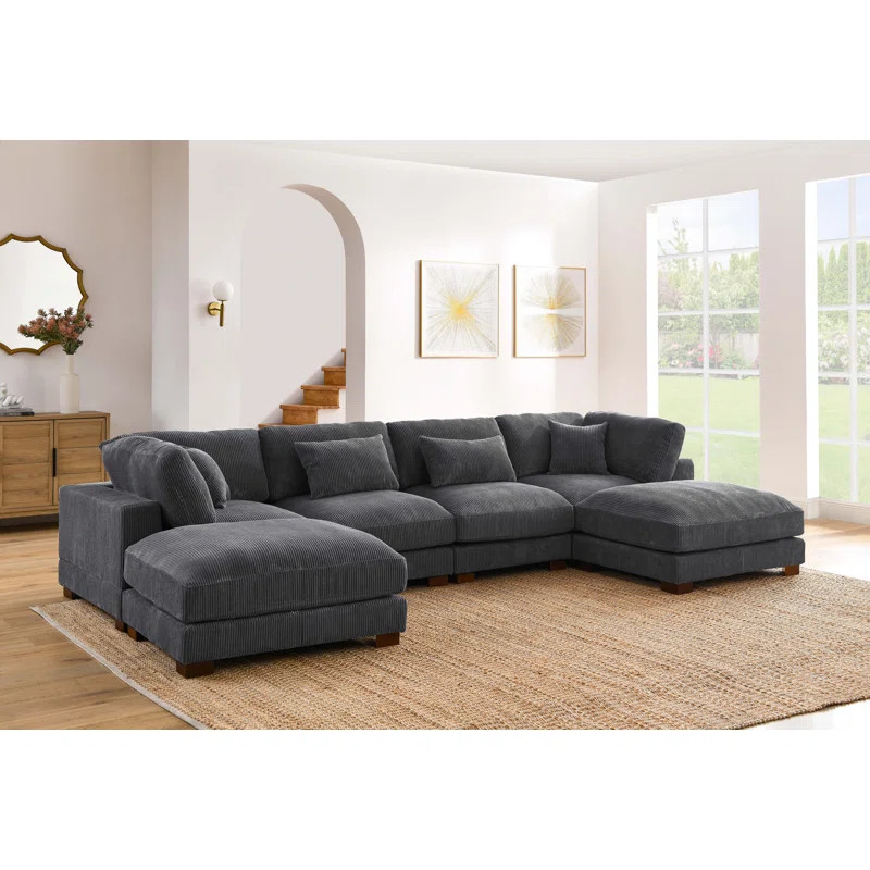 Andreco 6 - Piece Corduroy Sectional | Wayfair North America
