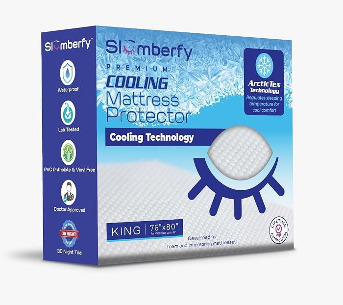King Size Waterproof Cooling Mattress Protector, Hypoallergenic, Noiseless, Washable, 76x80 in | Amazon (US)