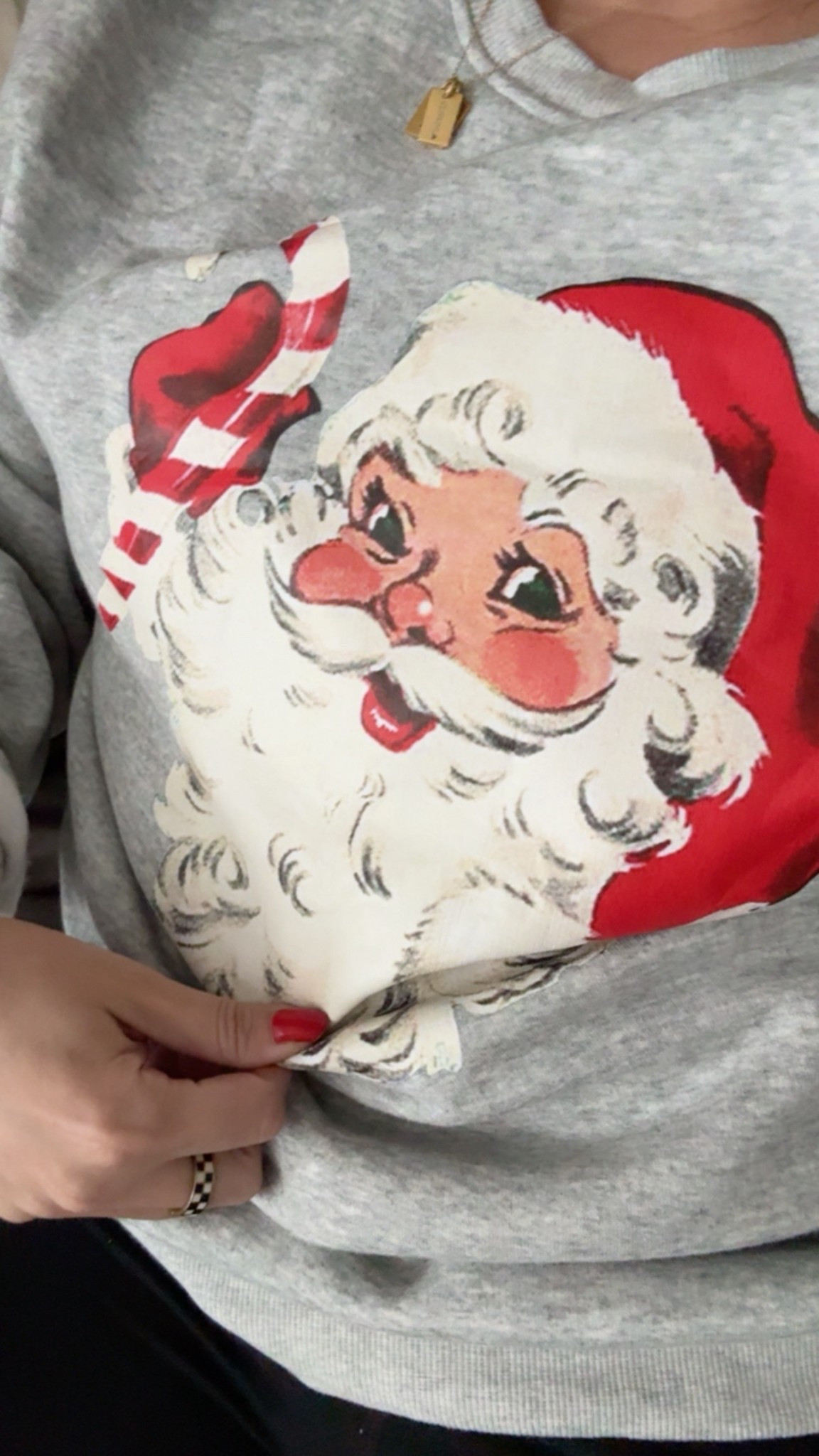 Close up of the cutest Amazon Santa Sweater // size up if in between sizes 

#LTKFindsUnder50 #LTKHoliday #LTKSaleAlert
