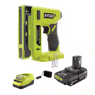 ONE+ 18V Cordless Compression Drive 3/8 in. Crown Stapler Kit with 2.0 Ah Battery and Charger | The Home Depot