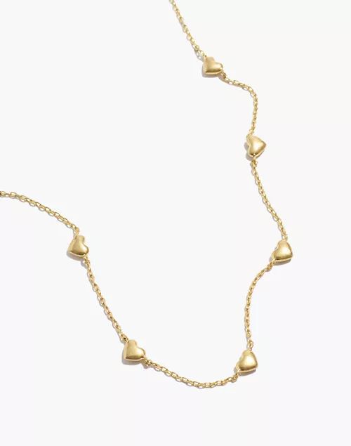 Puffed Heart Station Necklace | Madewell