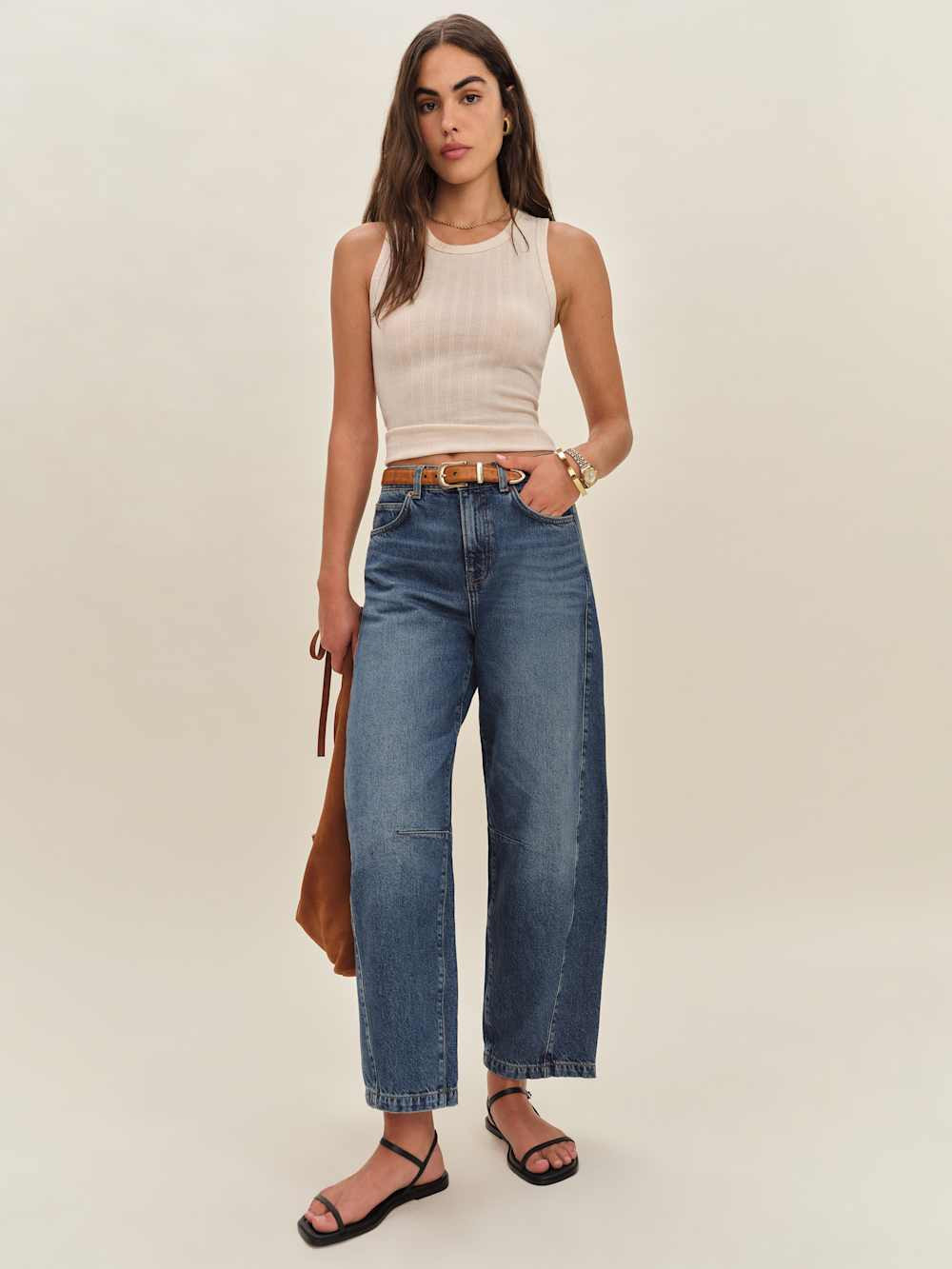Tyler Mid Rise Barrel Jeans | Reformation (Global)