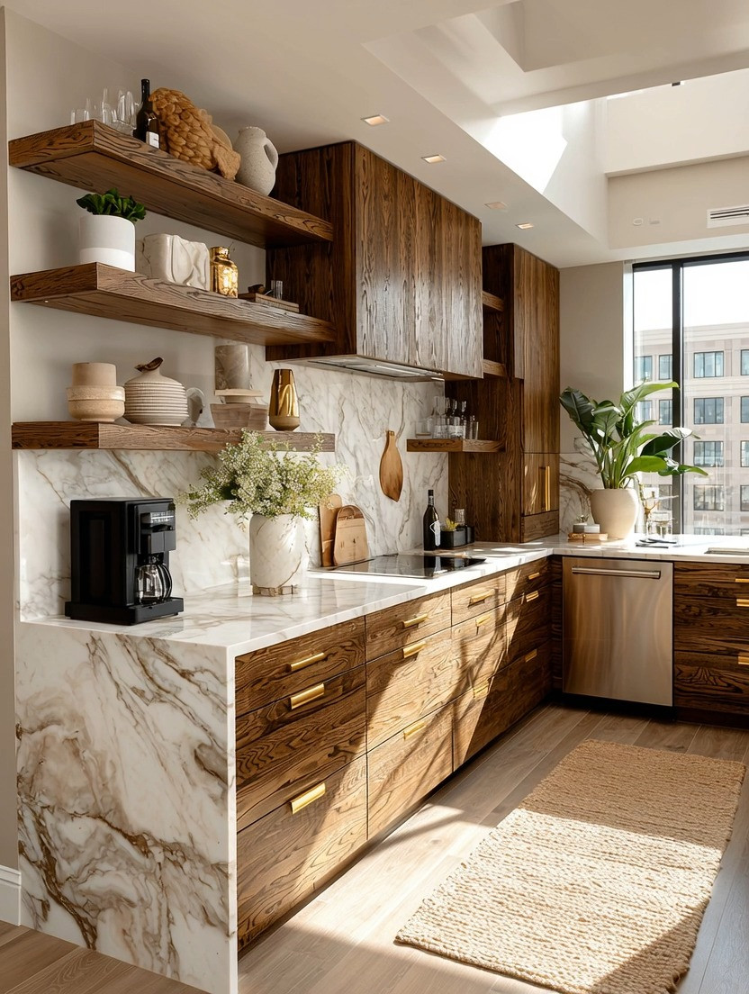 Three designer details you can steal from this elegant kitchen—without a full renovation.

1. Install extra-thick floating shelves.
Floating shelves do more than add storage—they create an opportunity to style your kitchen. Display your favorite bowls, plates, glassware, cookbooks, or a small plant, and turn everyday essentials into part of your decor. If your kitchen feels short on cabinet space, this is one of the smartest upgrades you can make.

2. Replace your basic faucet with a brushed gold faucet.
You use your sink every single day. Why not make it beautiful? A gold faucet instantly warms the space and becomes a subtle focal point that feels elegant without overwhelming the room.

3. Swap your cabinet hardware.
If there's one upgrade that delivers an incredible transformation for very little effort, it's new hardware. Matching brushed gold handles can make existing cabinets look custom and give your kitchen the feeling of a complete refresh.

Browse our curated collection of floating shelves, brushed gold faucets, and cabinet hardware to create your own version of this timeless look.

Because great kitchens aren't always renovated—they're thoughtfully upgraded.

#KitchenDecor #FloatingShelves #GoldHardware #ElegantAndDriven 

 #LTKHome