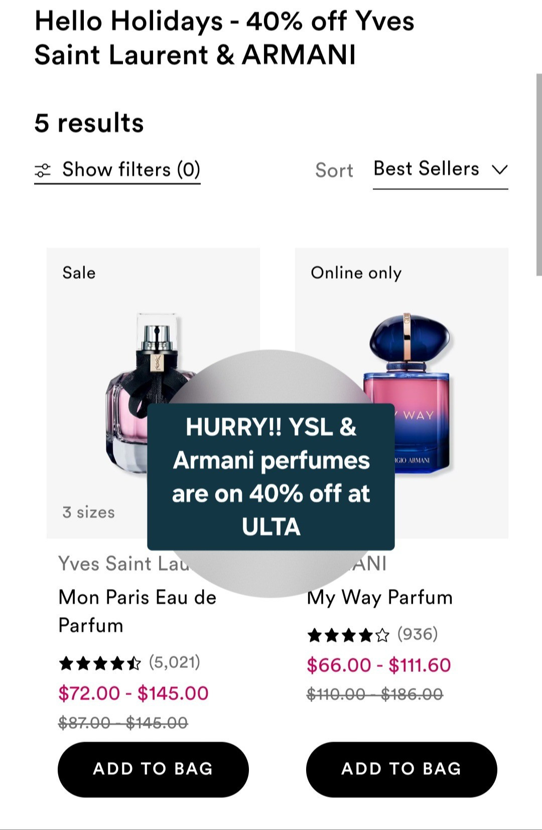 YSL Mon Paris and Armani My Way are absolute favorites. Check them out. #ltkperfumes

#LTKCyberWeek #LTKSaleAlert #LTKBeauty