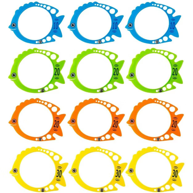 Blue Panda 12 Pack Fish Shaped Pool Diving Water Rings for Kids, Swimming Dive Toys | Target