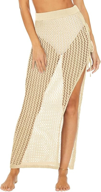 Adreamly Women's Sexy Crochet Hollow Out Sarong Sheer Beach Wrap Skirt Mesh Swimsuit Cover Ups fo... | Amazon (US)