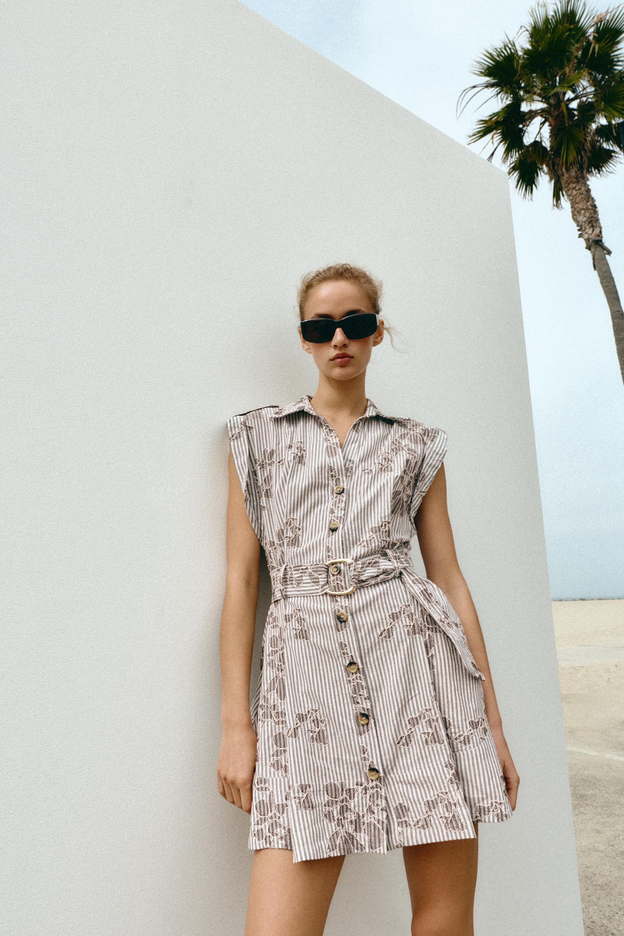 EMBROIDERED SEQUIN BELTED DRESS | Zara US