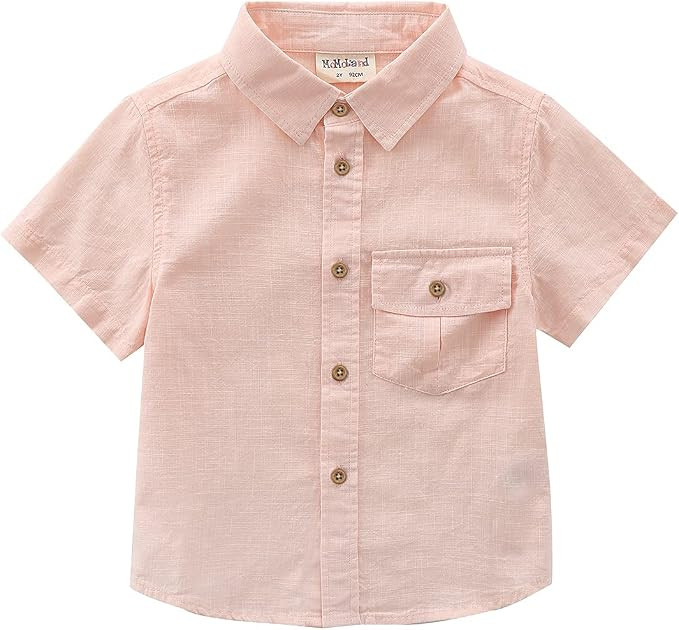Toddler Little Big Boys Short Sleeves Button Down Shirt Linen Design | Amazon (US)