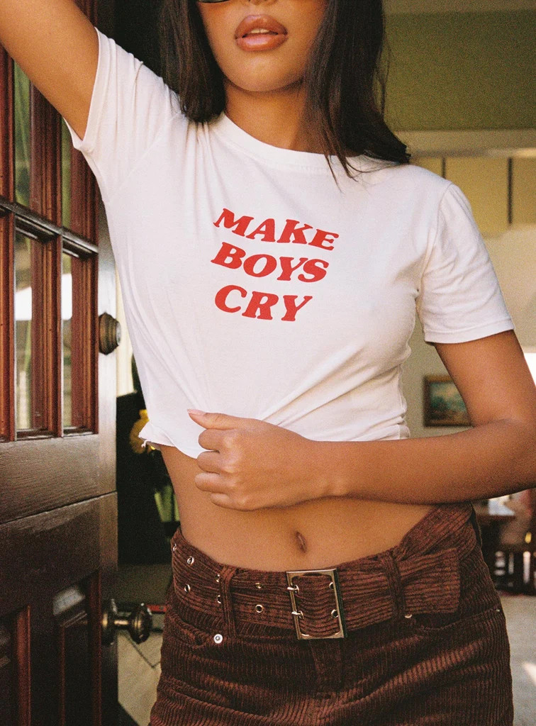 Motel Shrunk Tee White Make Boys Cry | Princess Polly US