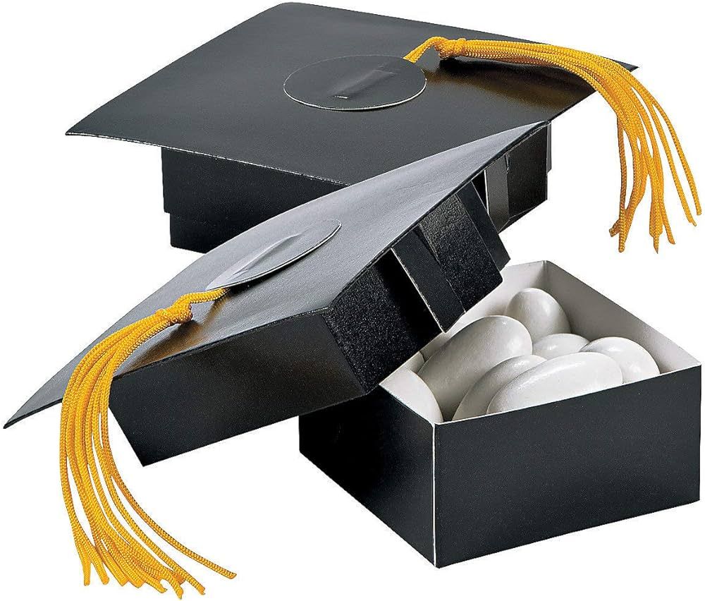 Mortarboard Graduation Cap Shaped Treat Box - Set of 12 - Graduation Party Supplies | Amazon (US)