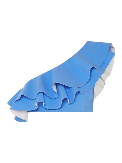 Lisa Marie Fernandez - Arden One-shoulder Ruffled Bonded Bikini Top - Azure | NET-A-PORTER (US)