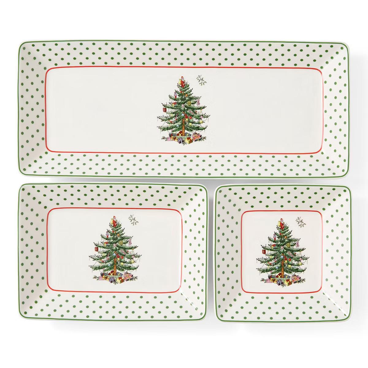 Spode Christmas Tree 3-Piece Dessert Trays, Polka Dot - Holiday Dinnerware & Decorative Nesting T... | Target