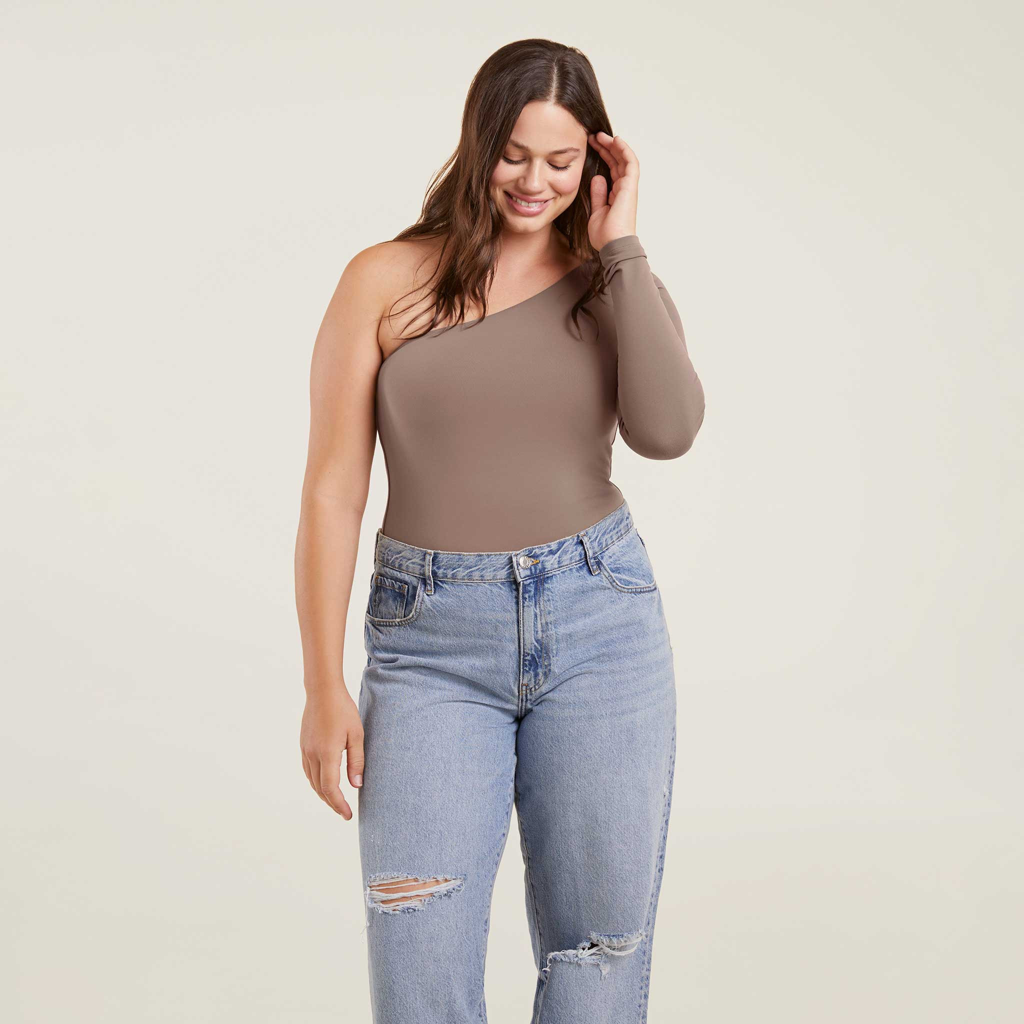 One Shoulder Bodysuit | Mocha - nuuds | nuuds