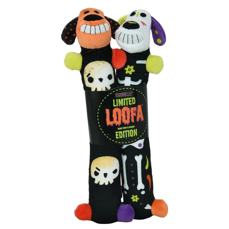 Multipet Smiling Loofa Halloween Plush Dog Toy with Squeaker, 2 Piece Multipack, Day of the Dead,... | Walmart (US)