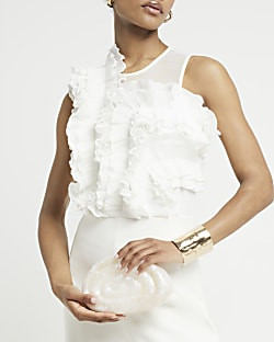 Cream hard shell clutch bag | River Island (UK & IE)