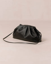 The D Pleated - Black Leather Handbag | Alohas FR