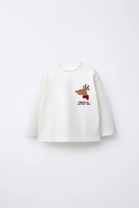 FLOCKED REINDEER T-SHIRT | Zara US
