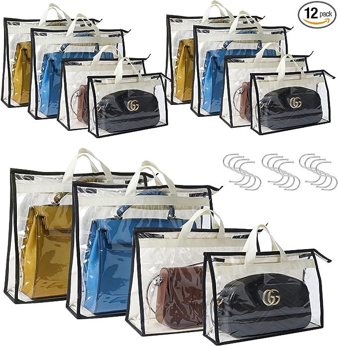 Interesse 12 Packs Dust Bags for Handbags, Clear Handbag Storage, Purse Storage Organizer for Clo... | Amazon (US)