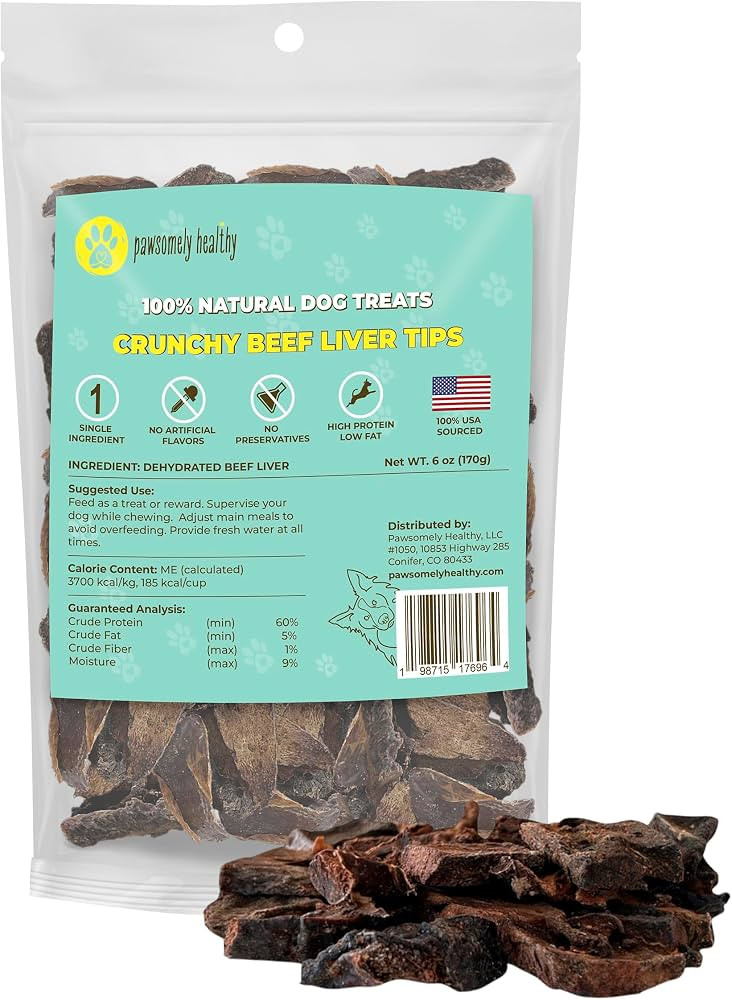 Pawsomely Healthy Crunchy Beef Liver Tips for Dogs – Natural Single-Ingredient Air-Dried Treat,... | Amazon (US)