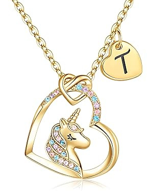 Hidepoo Unicorn Necklace for Girls Gifts - 14K Gold/Rose Gold/White Gold Plated Cubic Zirconia He... | Amazon (US)