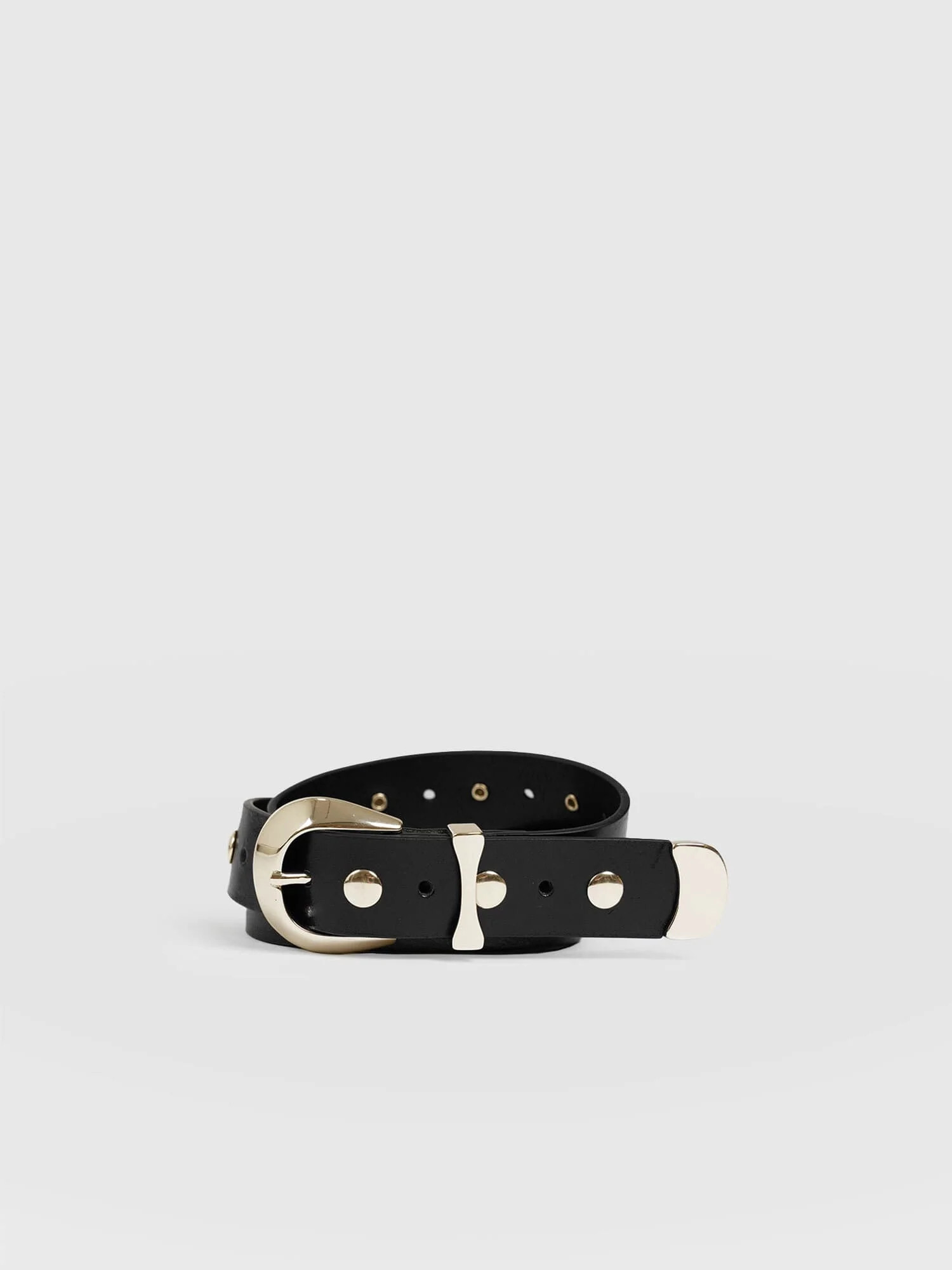 Roxie Studded Belt - Black/Gold | Saint + Sofia