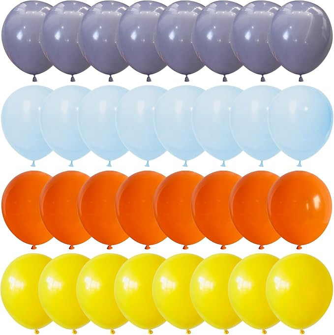 Orange Yellow Blue Balloons, 12 inch Orange Yellow Dusty Blue Balloon Construction Theme Latex Ba... | Amazon (US)