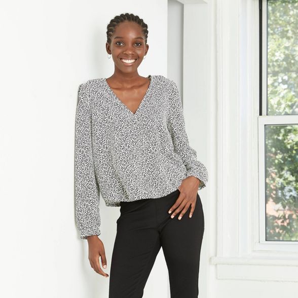 Women's Puff Long Sleeve Wrap Top - A New Day™ | Target